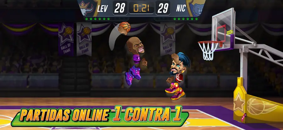 Basketball Arena: partida online de um contra um com a bancada cheia